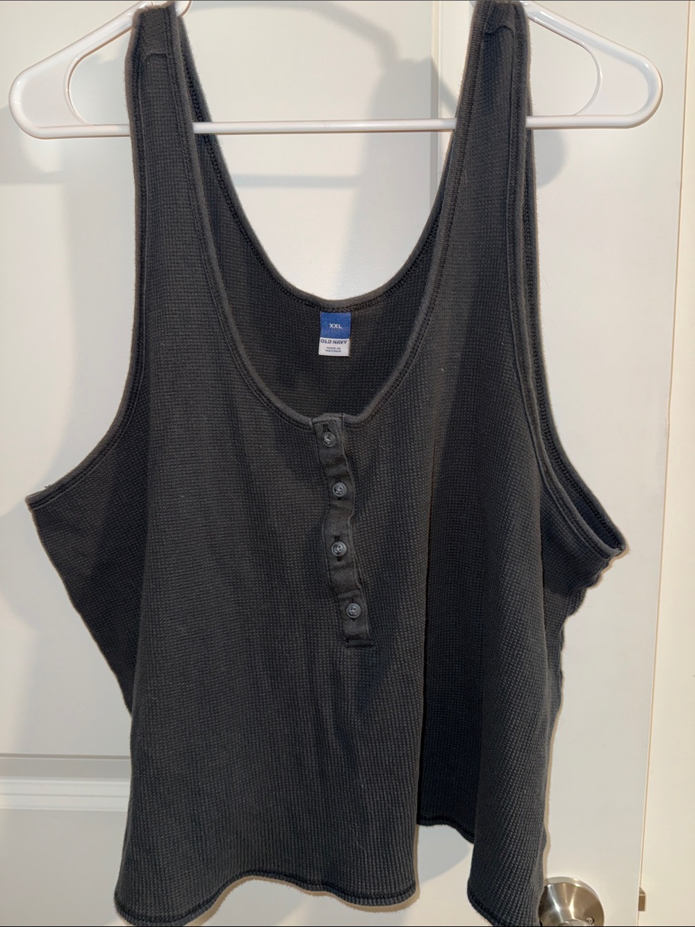 Old Navy Black Ribbed Henley Tank